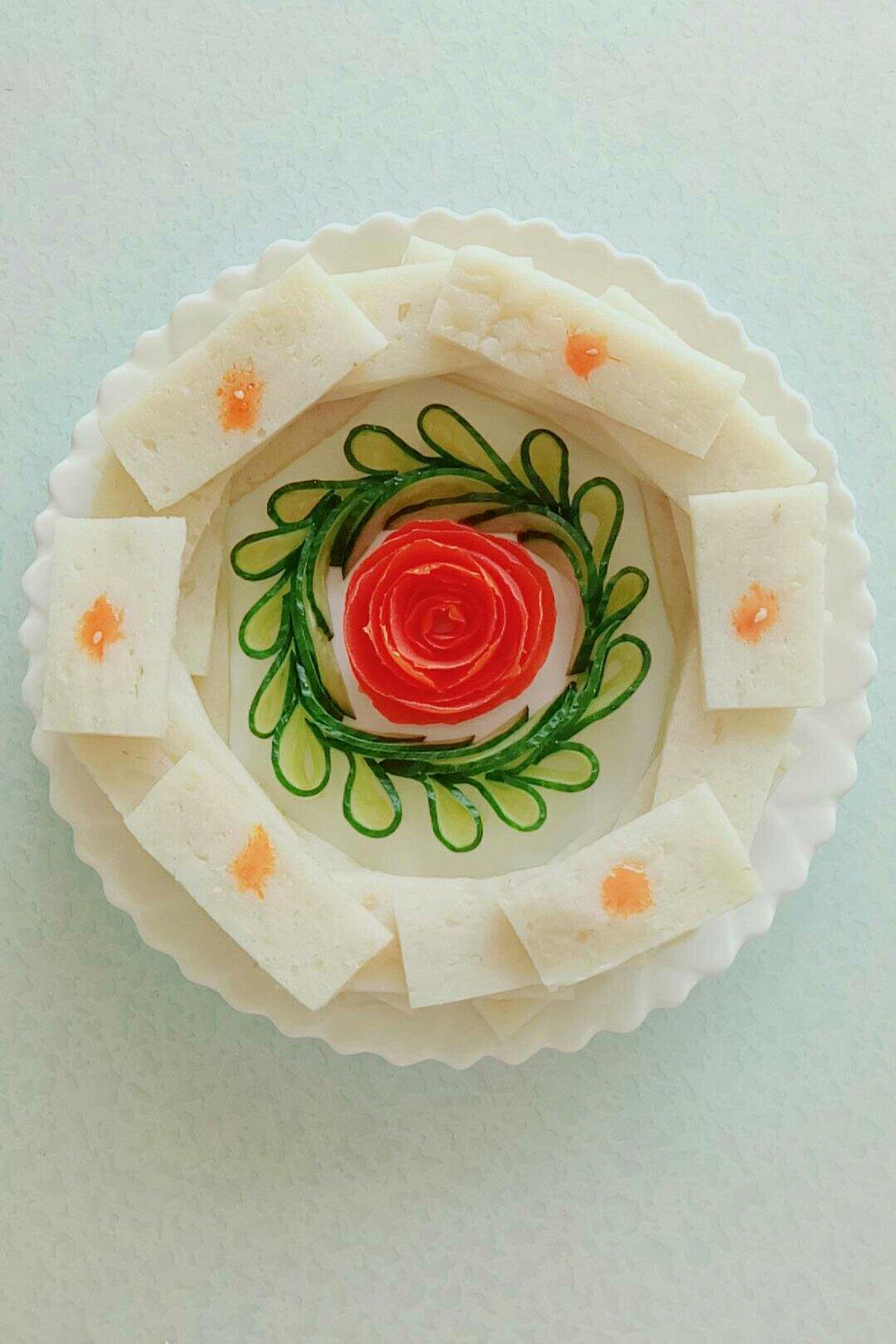 摆盘-玫瑰番茄花，一分钟学会