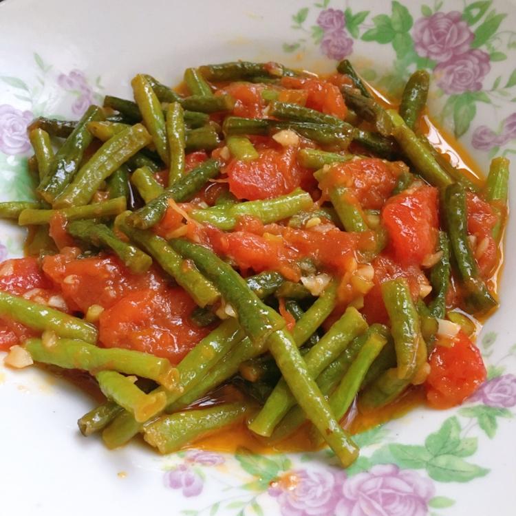 西红柿炒长豆角