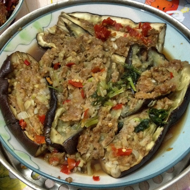 微波炉蒜蓉肉末蒸茄子