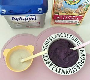 6M+23D                           奶香味紫薯泥米粉的做法 步骤6