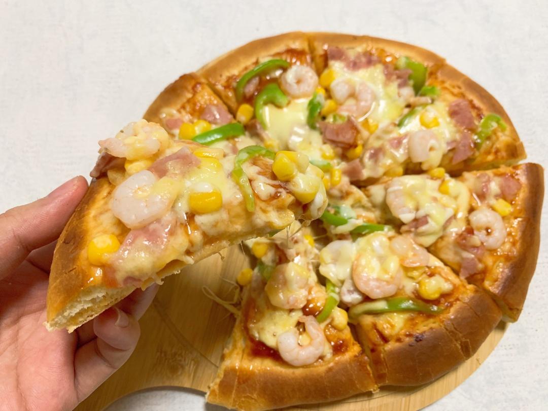 鲜虾🍤培根披萨🍕“内附敲好吃的饼皮做法”