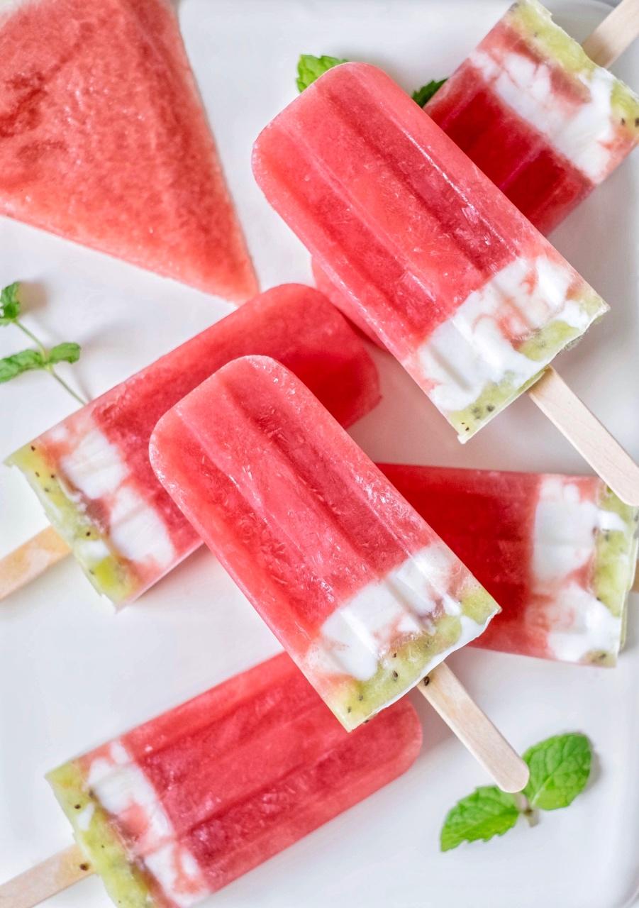 晴天呦做的超高颜值夏日西瓜棒冰 减脂期甜点