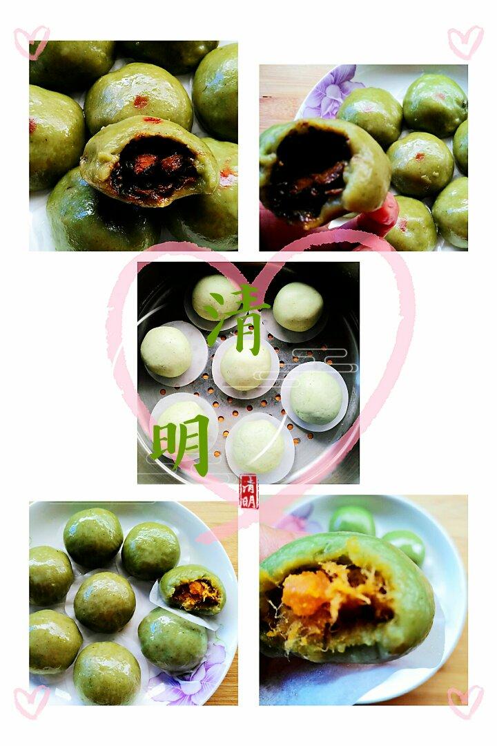 网红青团～～咸蛋黄肉松青团