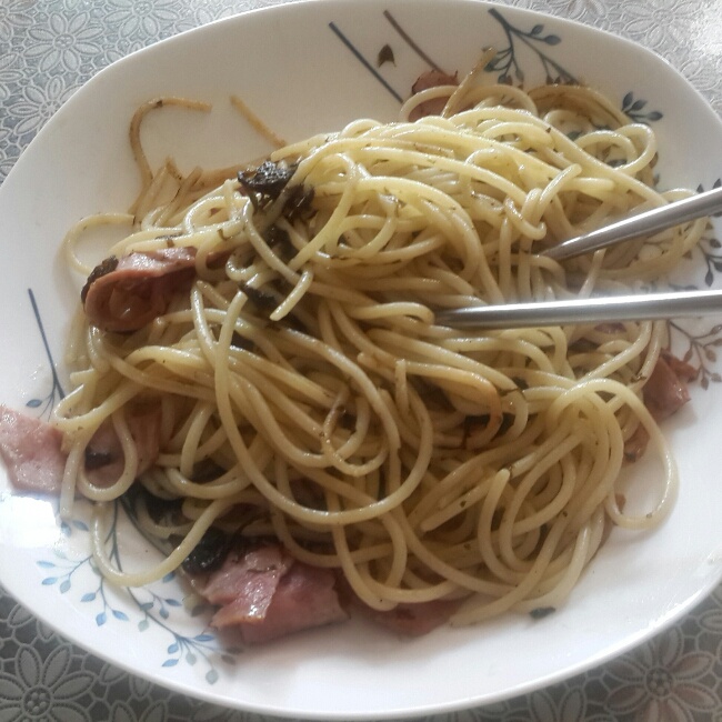 可能是最好吃系列--橄榄菜培根意面