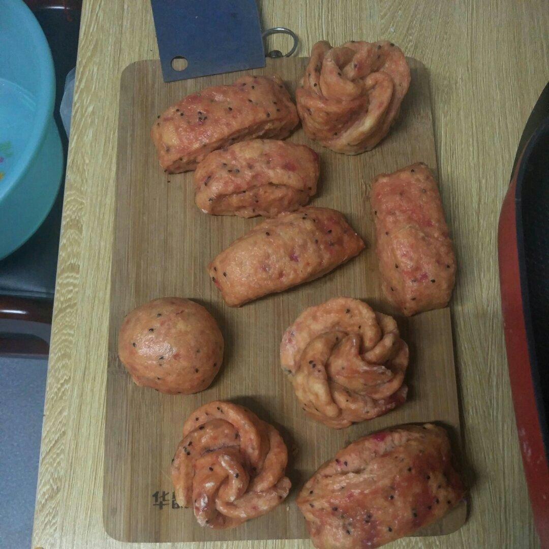 火龙果玫瑰馒头