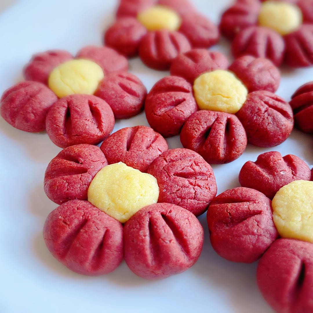 送你一朵小红花 🌺免模具｜零难度花朵饼干