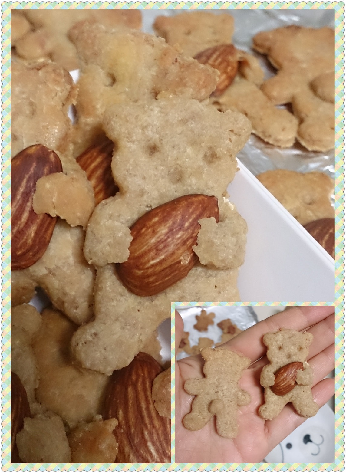 Rugby Football Bear Biscuits 抱杏仁儿的小熊饼干（还可以制作可烘焙的M&M豆版本）by あっ、 妄想