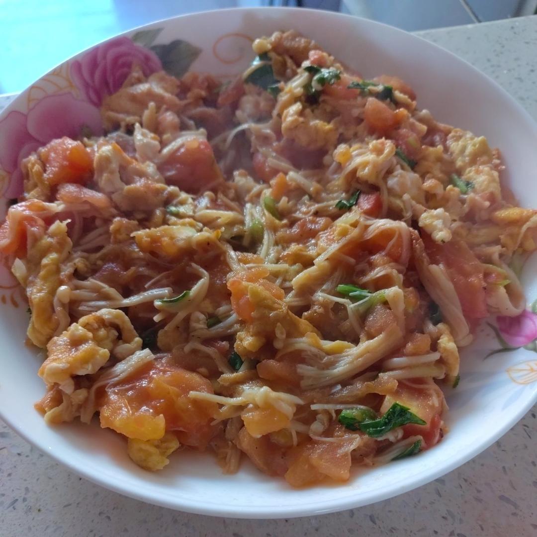 金针菇番茄炒蛋