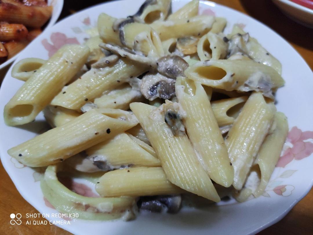 低卡伪白酱奶油培根蘑菇意大利面｜#Healthymeals# 减脂必撸02