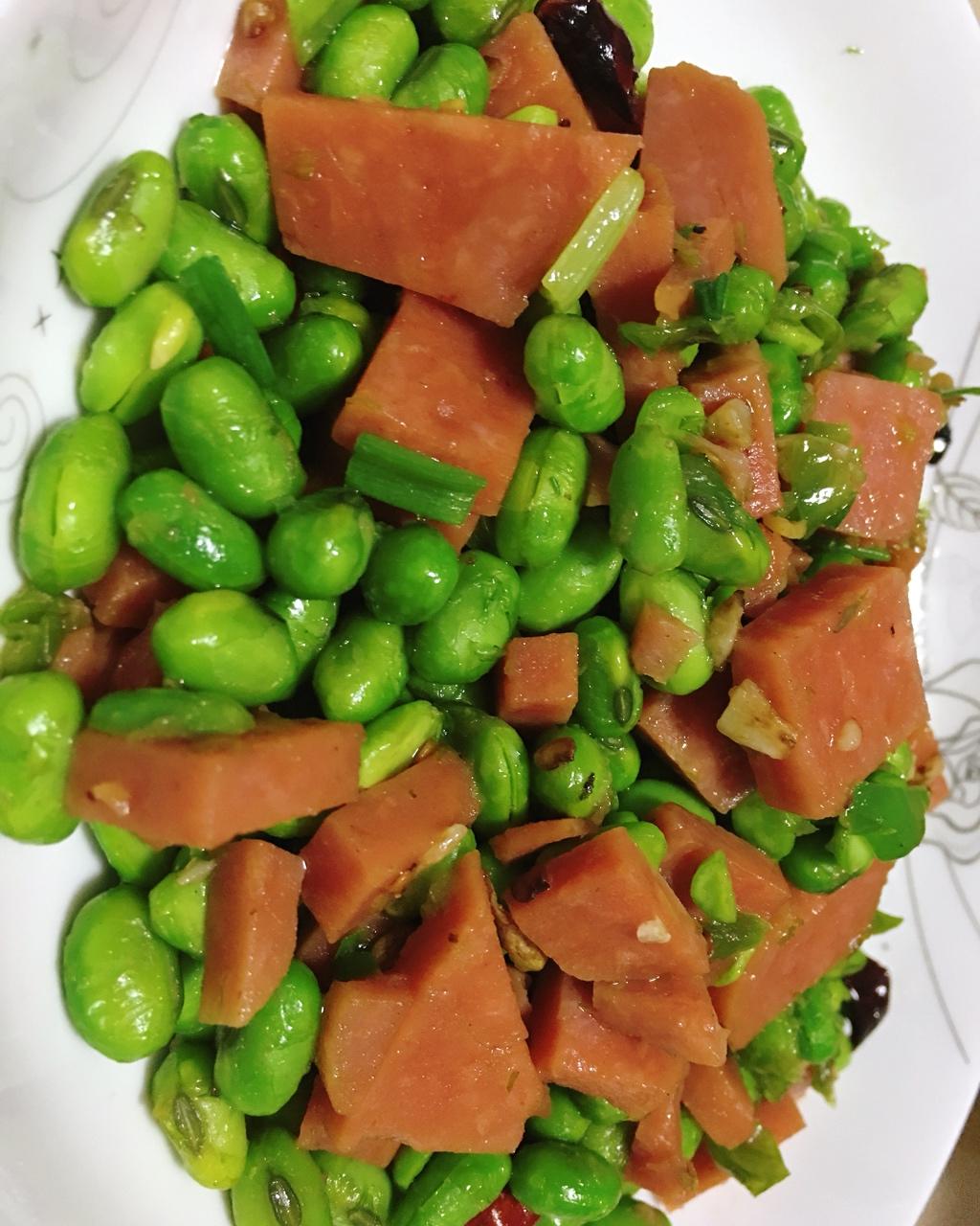 cadencexx做的火腿肠炒毛豆