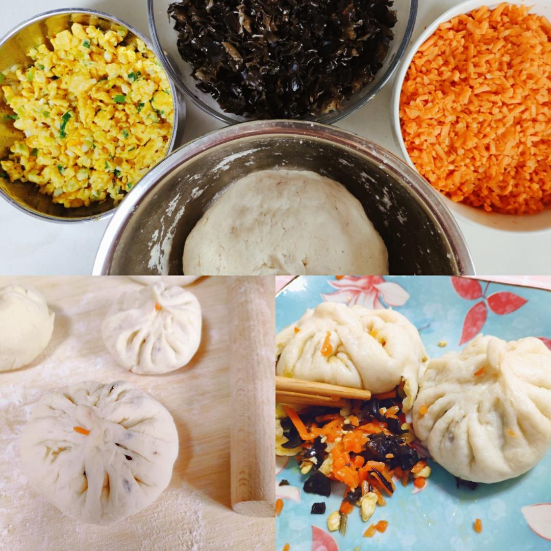 胡萝卜木耳鸡蛋素包子