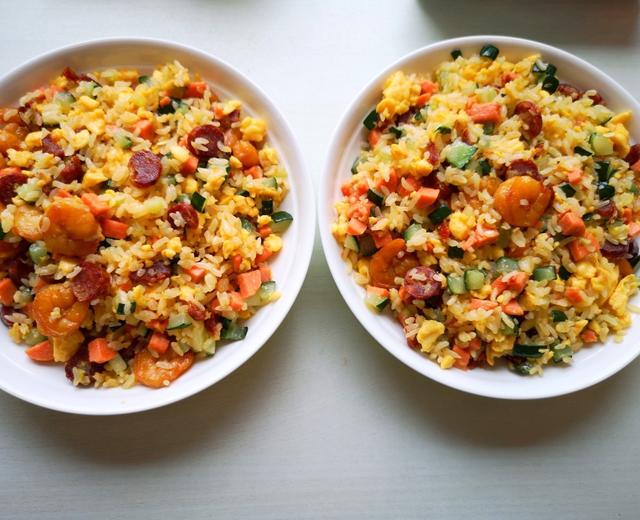 豪华虾蛋什锦炒饭的做法