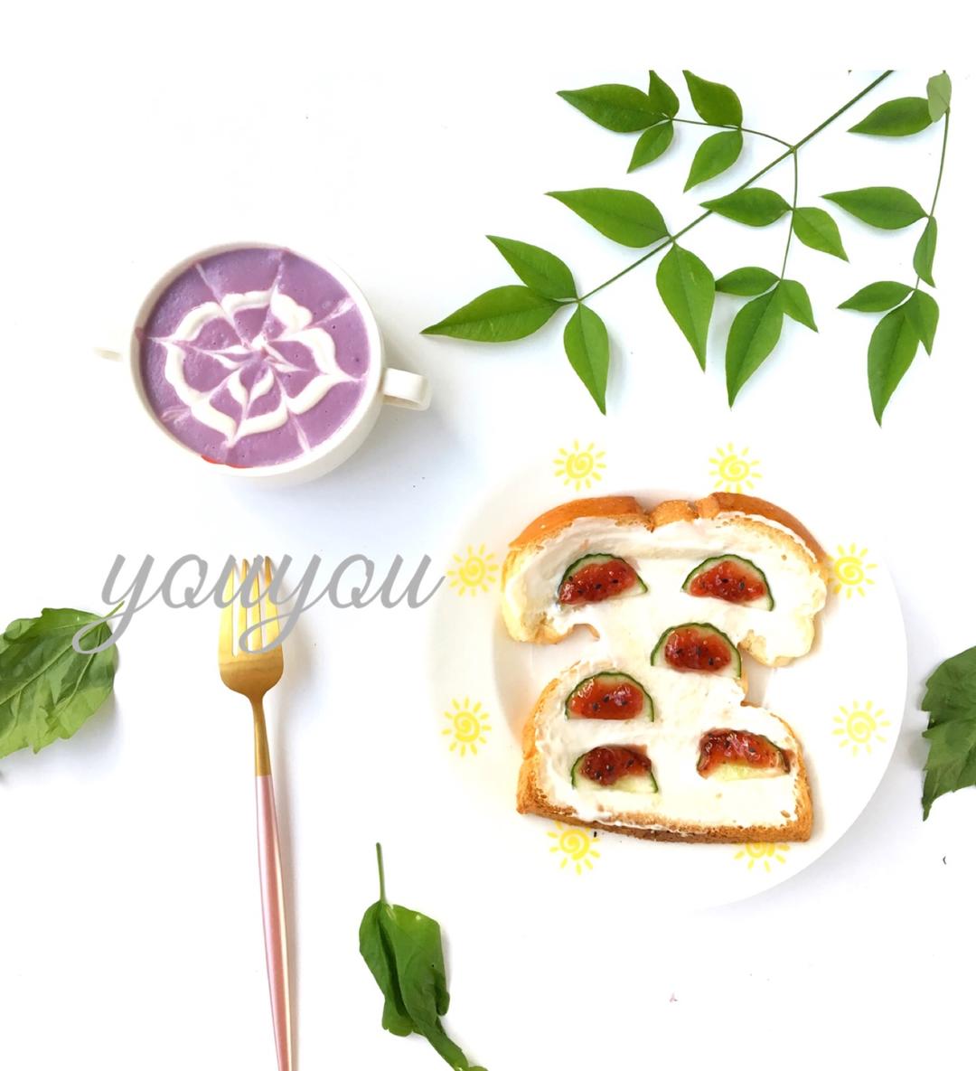 萌萌西瓜开放式吐司