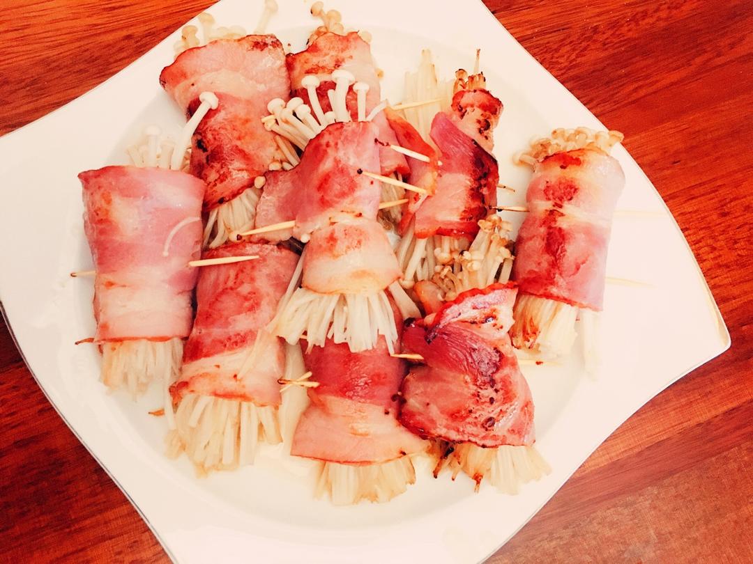 香煎培根金针菇卷