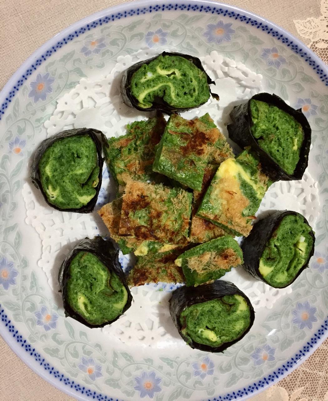 菠菜鸡蛋海苔卷