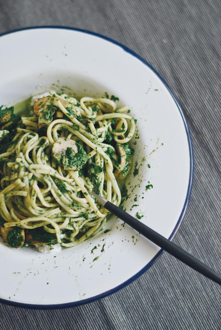 奶油蘑菇菠菜意大利面