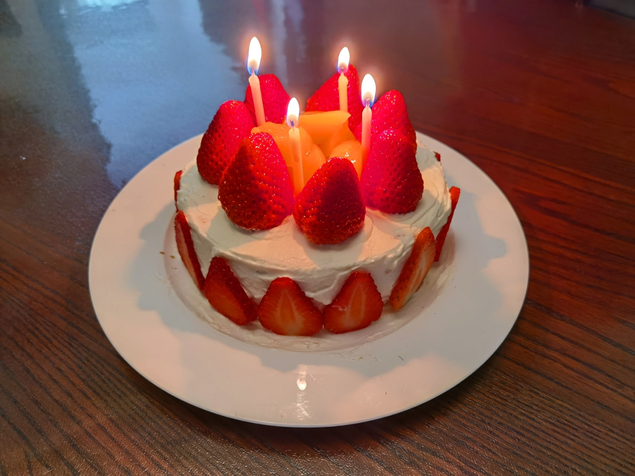 简单易做的草莓黄桃生日蛋糕6寸