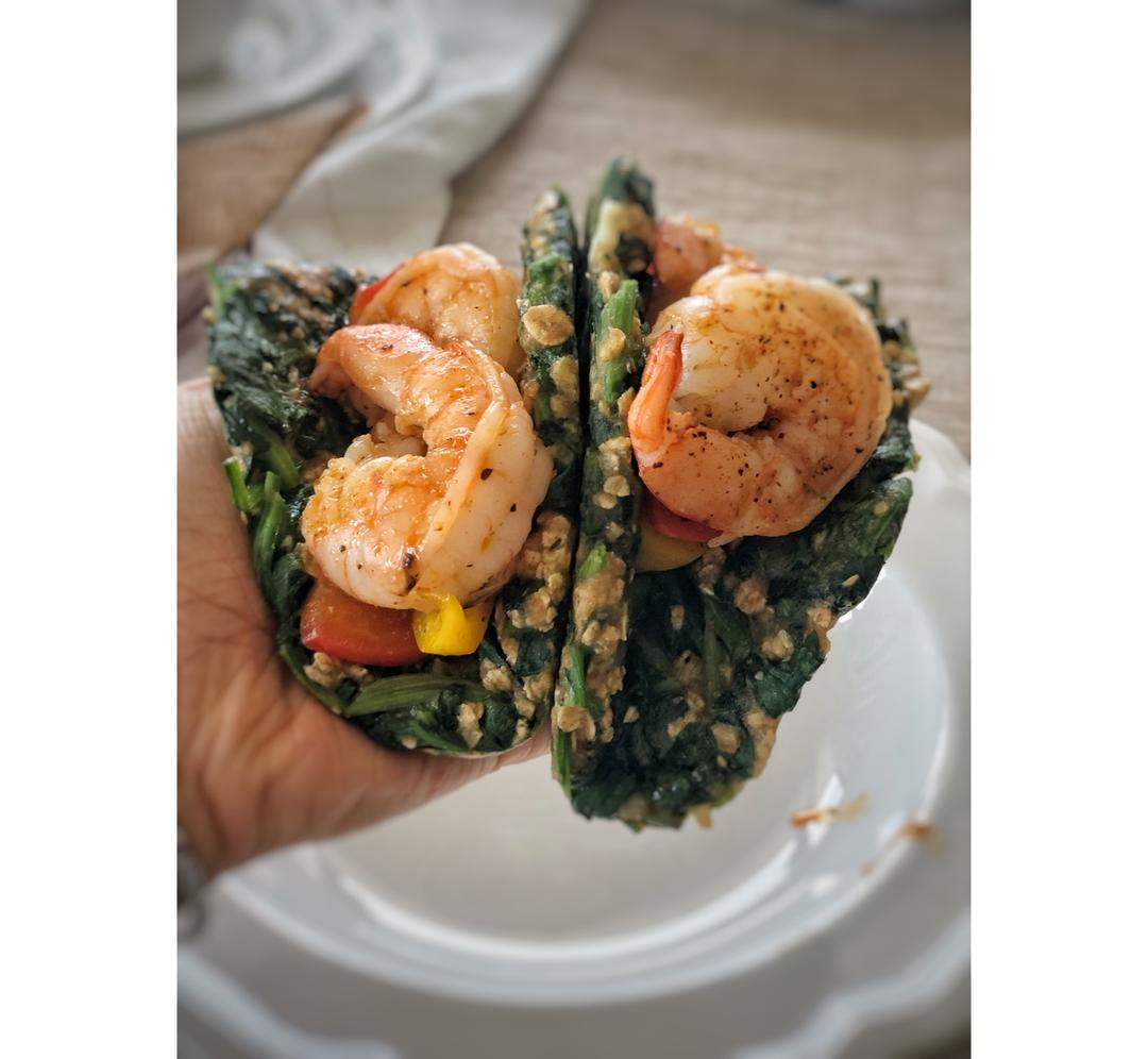 全麦菠菜虾仁卷饼