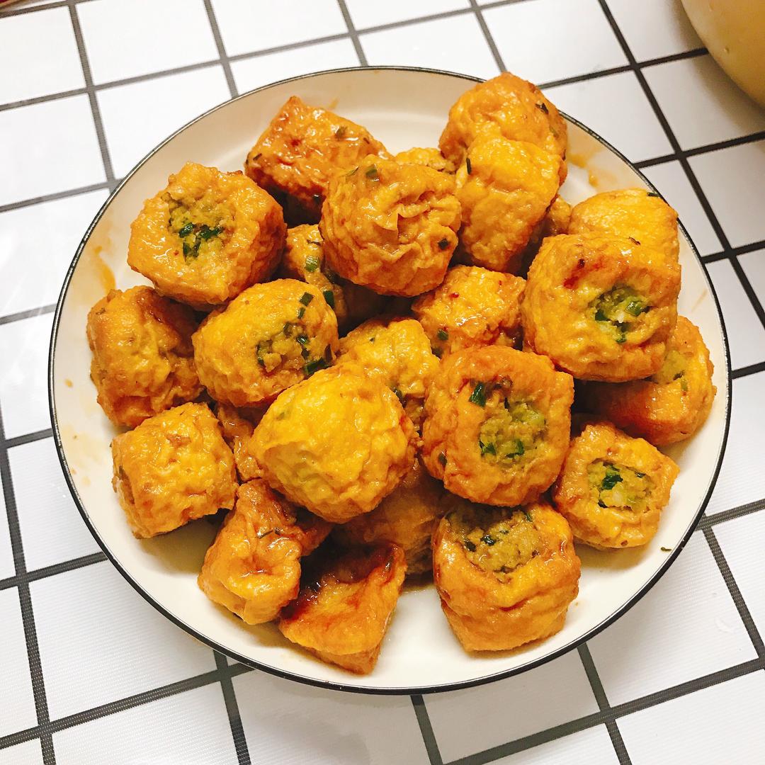 韭菜酿油豆腐的做法