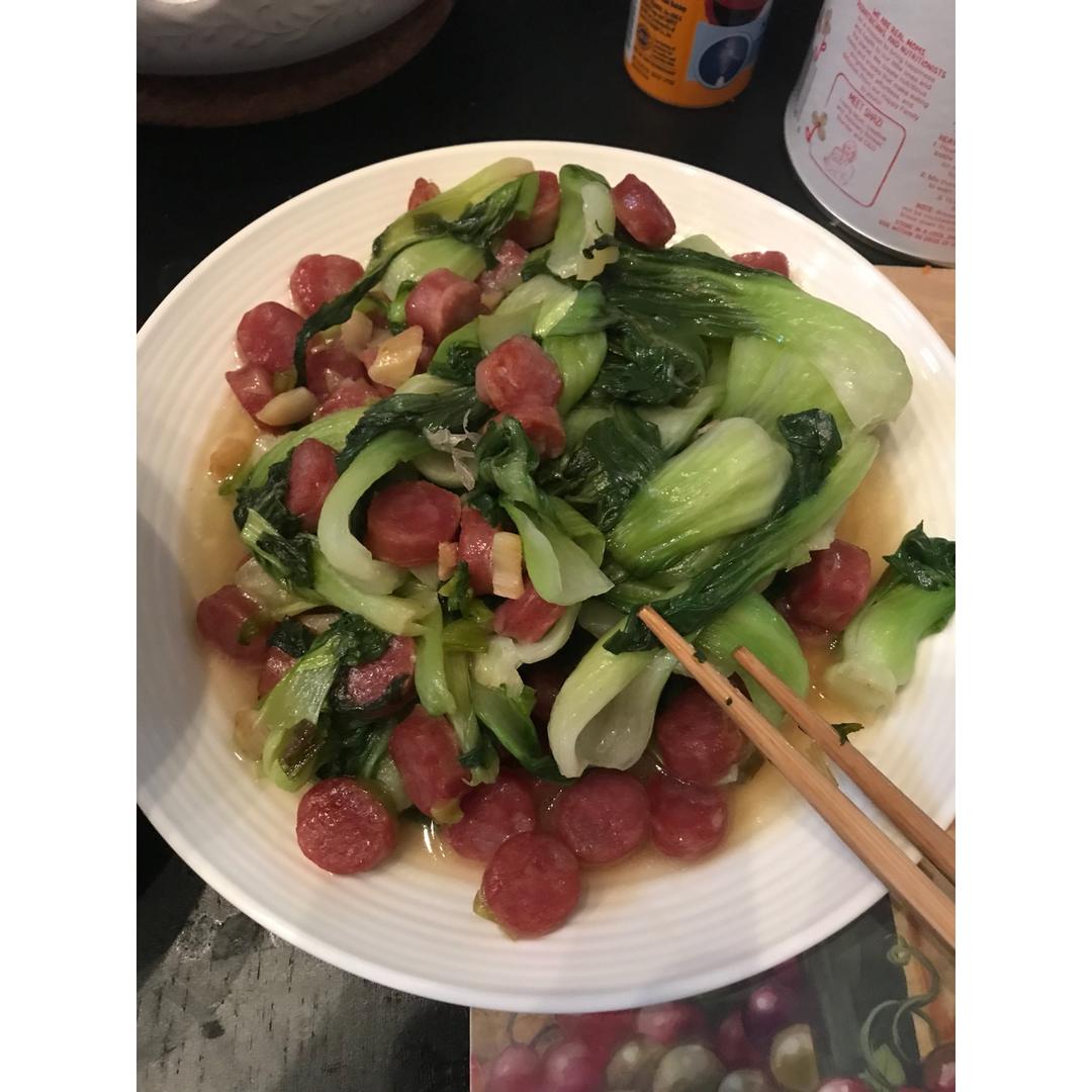 董太的私房菜--青菜炒香肠