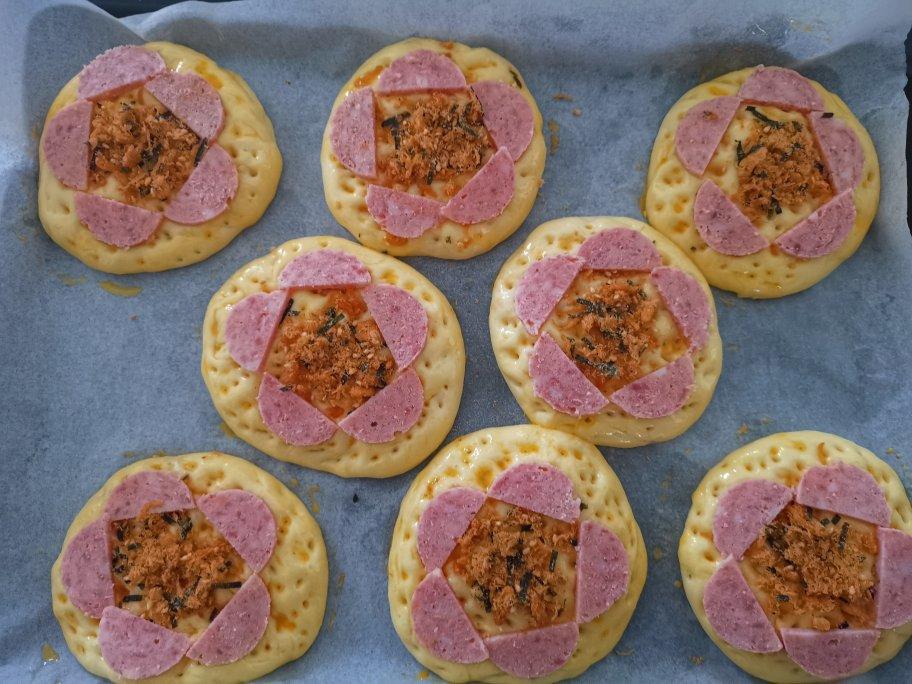 🍕快手简单｜一次发酵｜可可爱爱火腿披萨小面包｜学生早餐