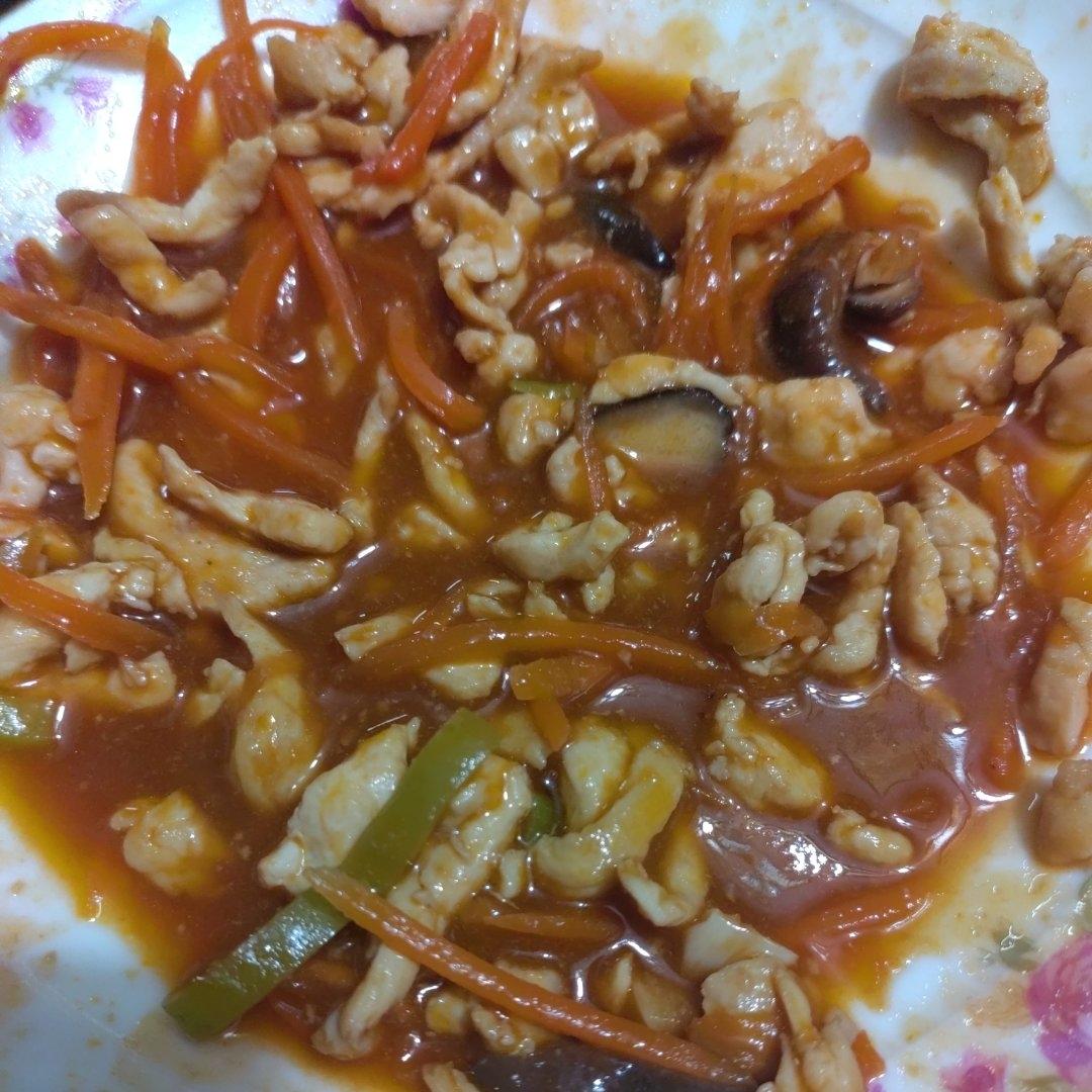 不辣的鱼香鸡丝（番茄酱版）