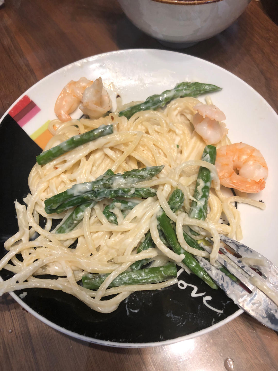 白酱芦笋虾仁意大利面
