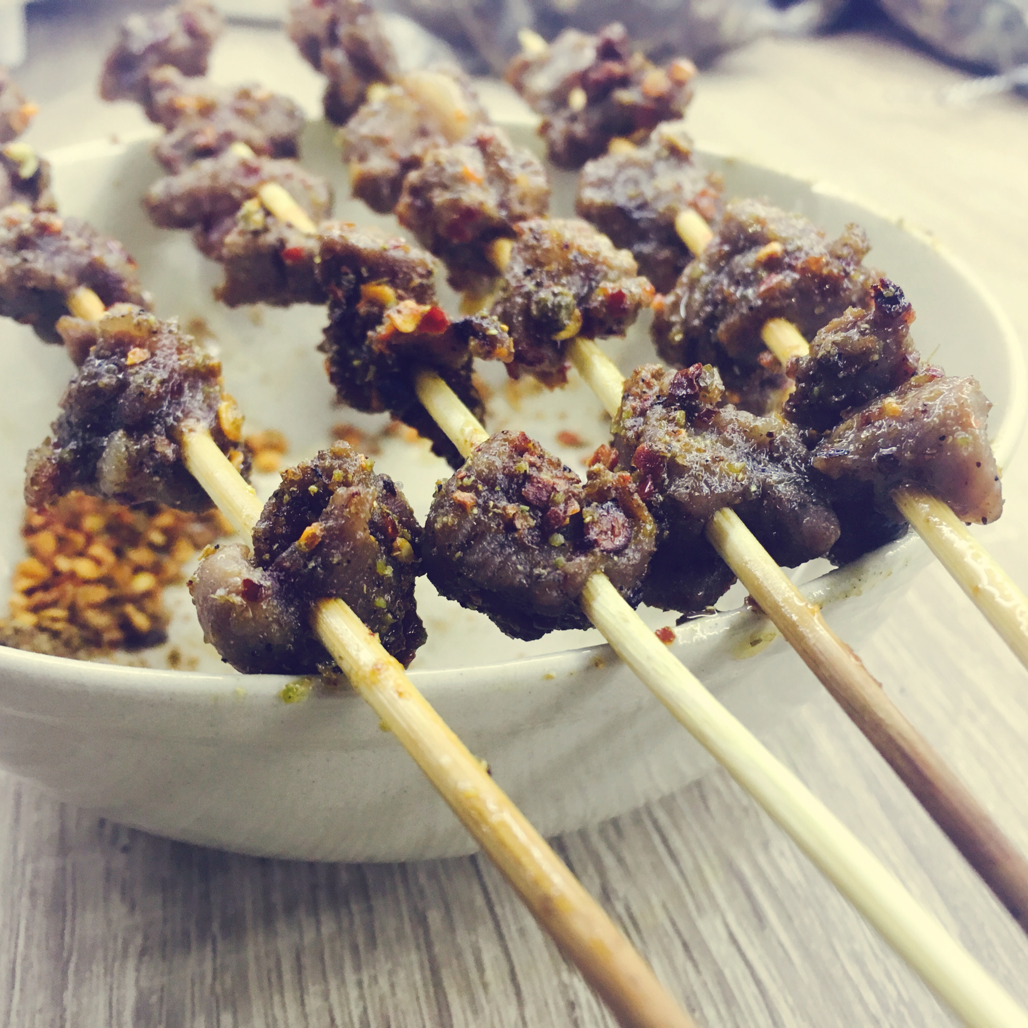 微波炉速成羊肉串
