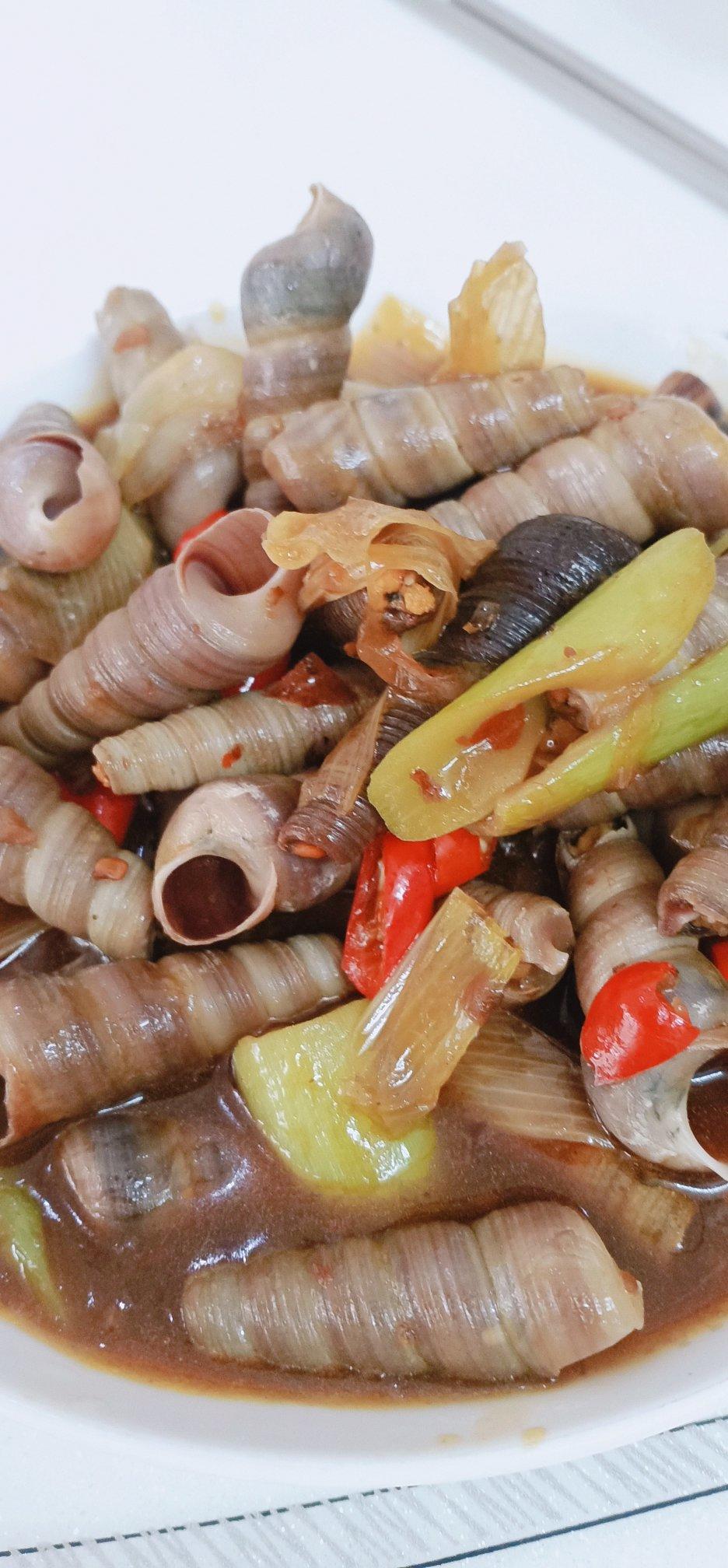 下酒菜 爆炒钉螺 妞妞开口笑做的爆炒钉螺