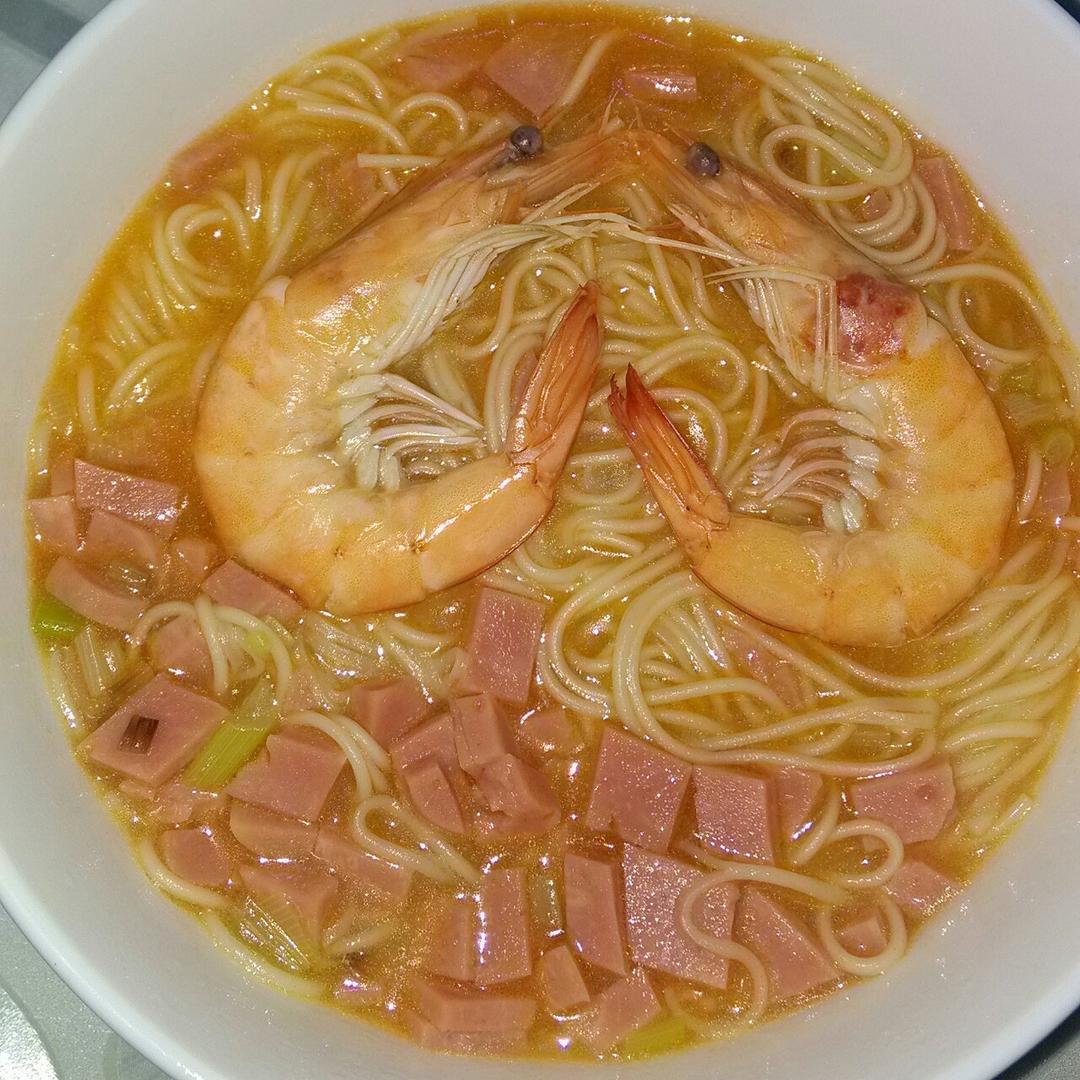大虾面的做法
