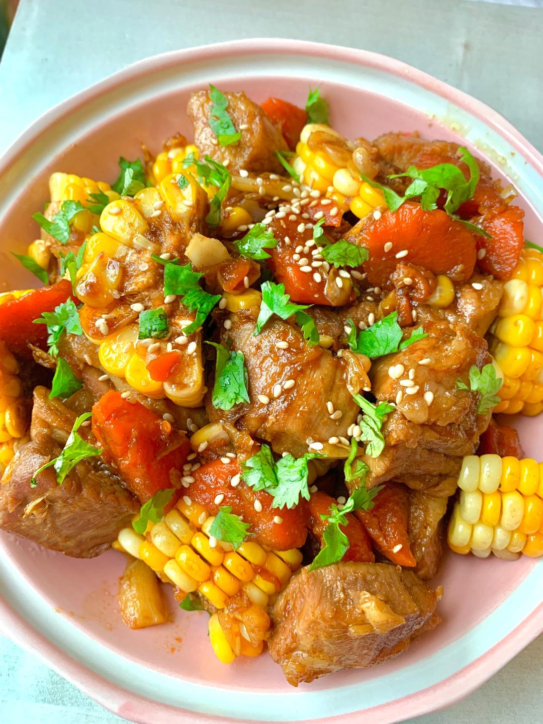 玉米燒五花肉的做法 步骤8