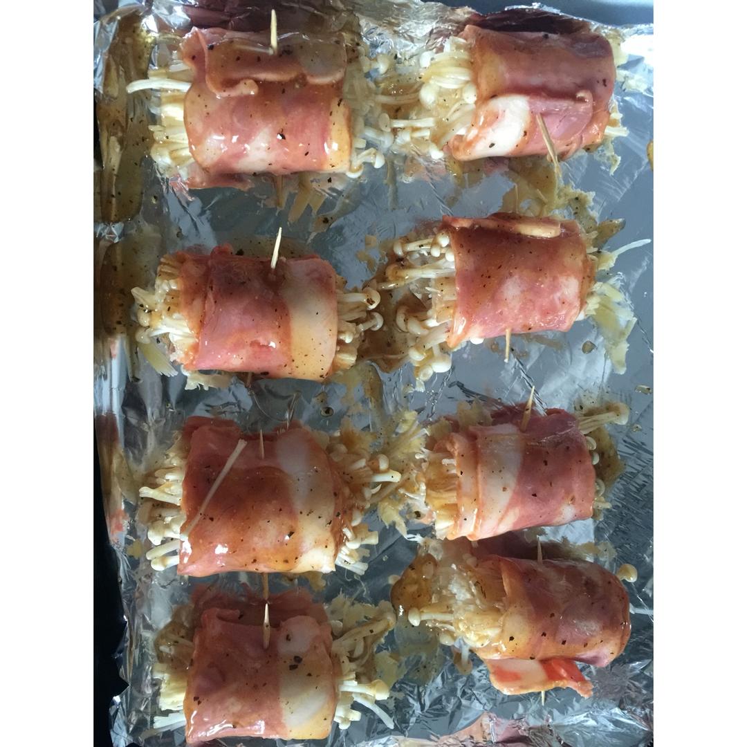 酱烤金针菇培根卷