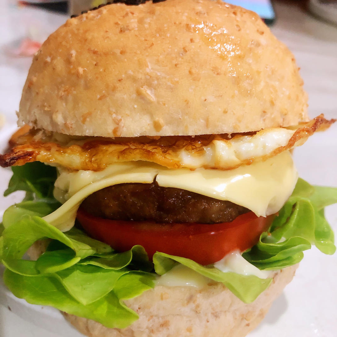 🍔低卡全麦汉堡胚｜低糖低油｜超柔软｜一次发酵｜省时省力