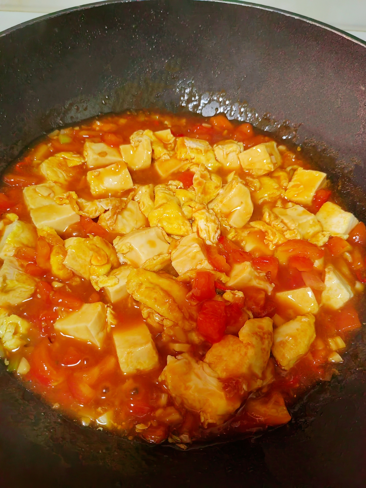酸甜绵软的番茄鸡蛋炖豆腐的做法 步骤15