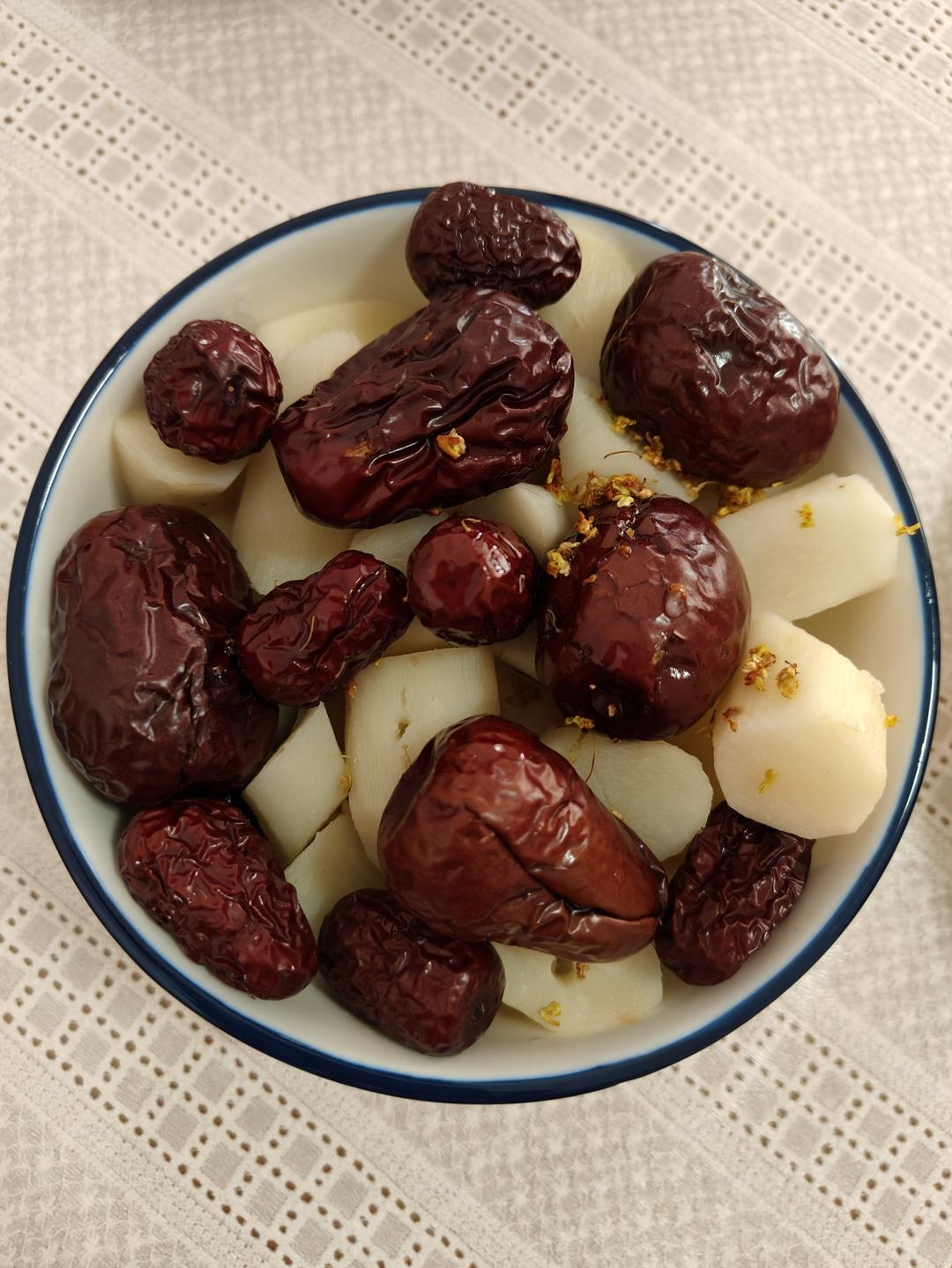 桂花红枣蒸山药