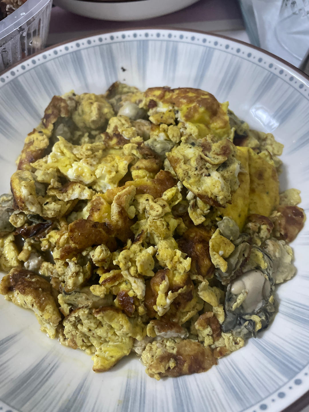 鲜掉牙的生蚝肉煎鸡蛋