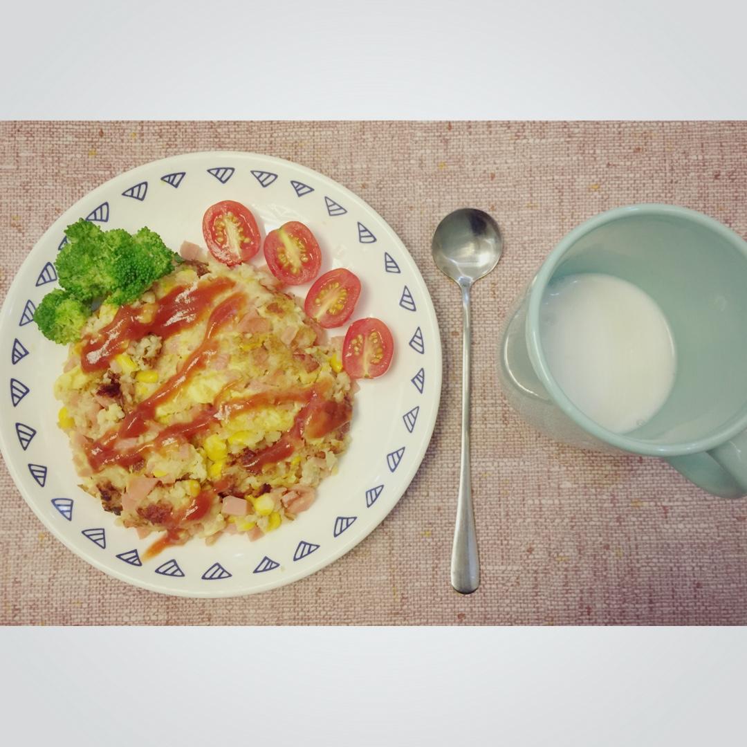 香菇火腿燕麦烙蛋 （减肥餐）