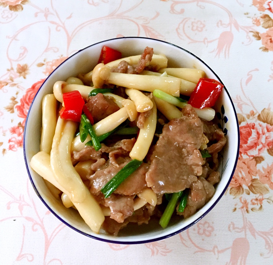 蚝汁海鲜菇炒牛柳
