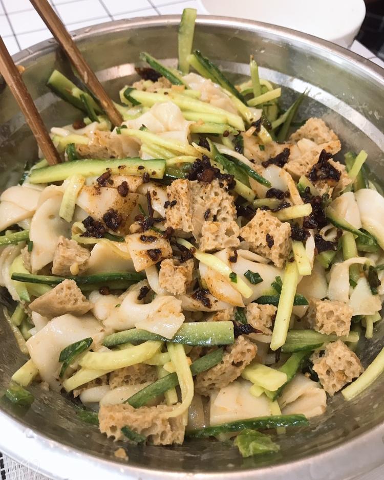 凉皮全过程（不用洗面筋，简易做法）