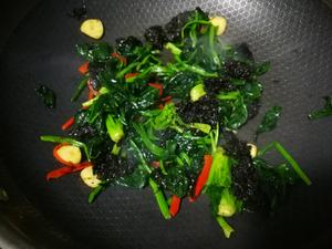 菠菜炒紫菜(素菜)的做法 步骤4