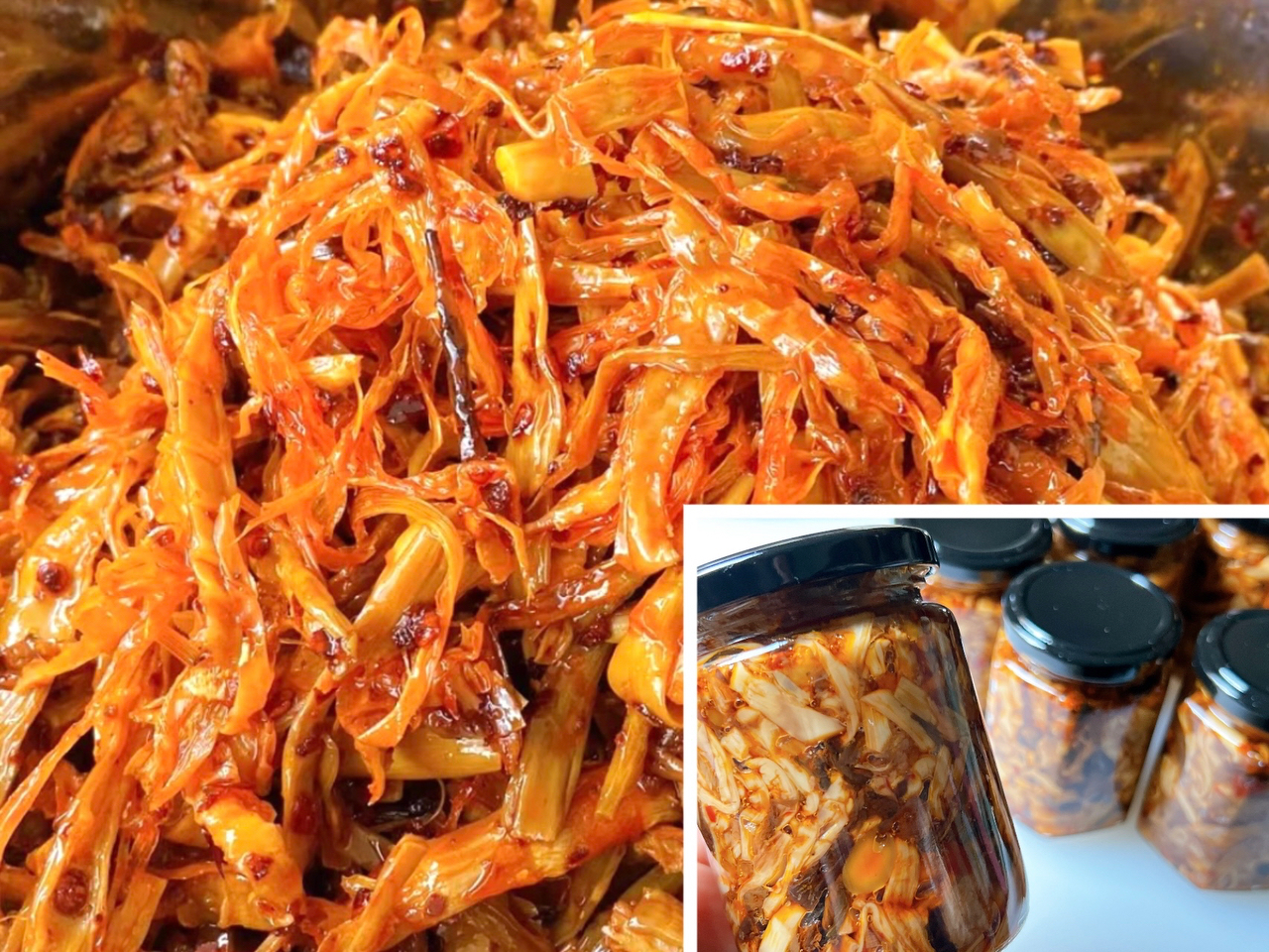 鲜笋的一种吃法与保存方法——笋丝雪菜与罐头的做法 步骤27