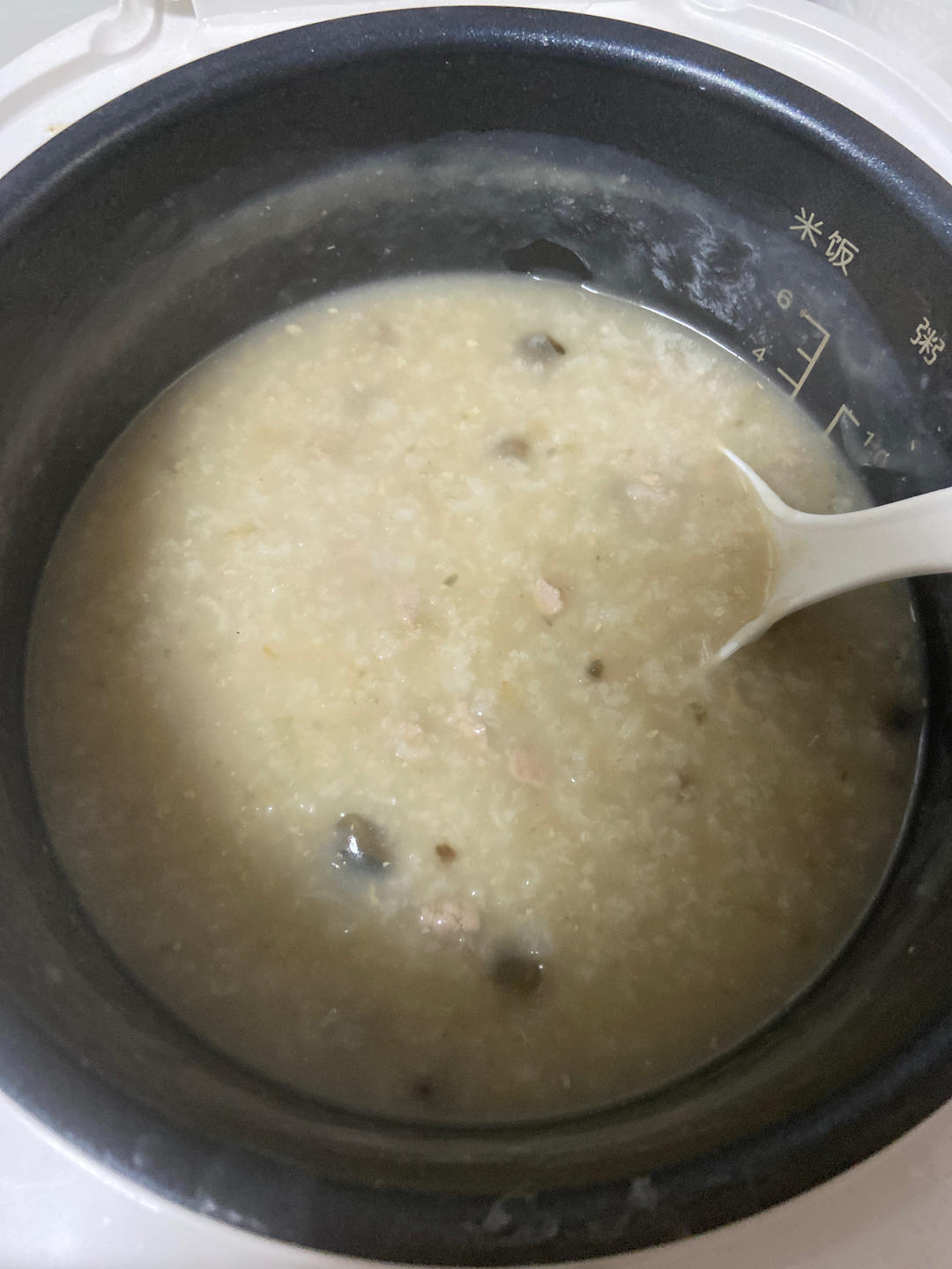 妈妈👩教我做的皮蛋瘦肉粥🥣简单快捷美味😋