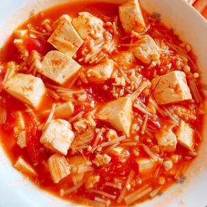减脂快手菜～番茄金针菇豆腐汤的做法 步骤5