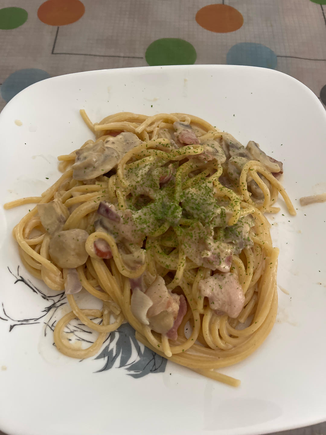 奶油蘑菇培根意大利面