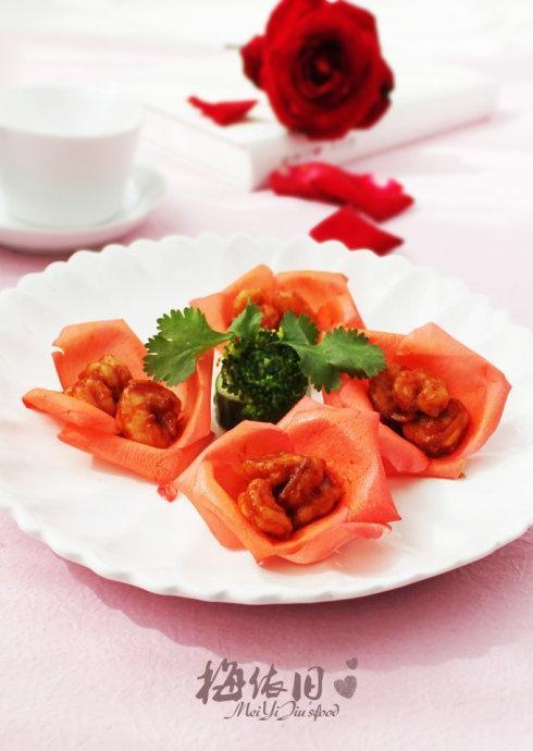 玫瑰虾球的做法