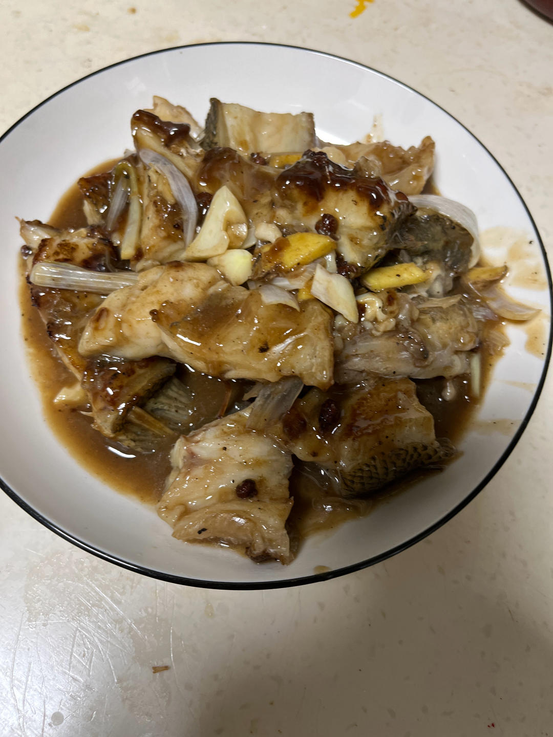 葱香焗鲈鱼