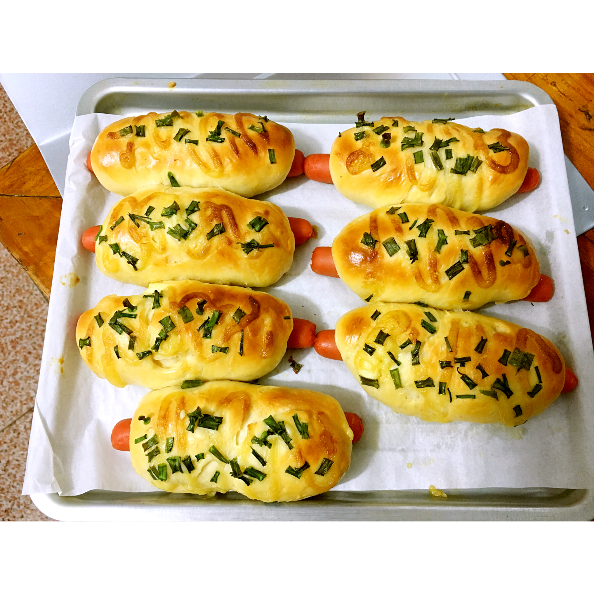 火腿肠早餐面包（一次发酵法）