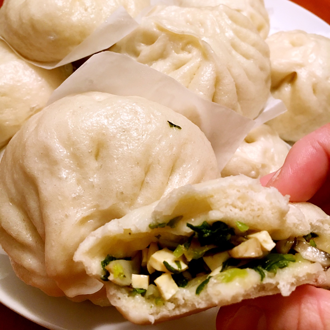 teababe清茶醉做的节省一半时间的大包子(另付翠绿菜包子,肉包子,腹黑