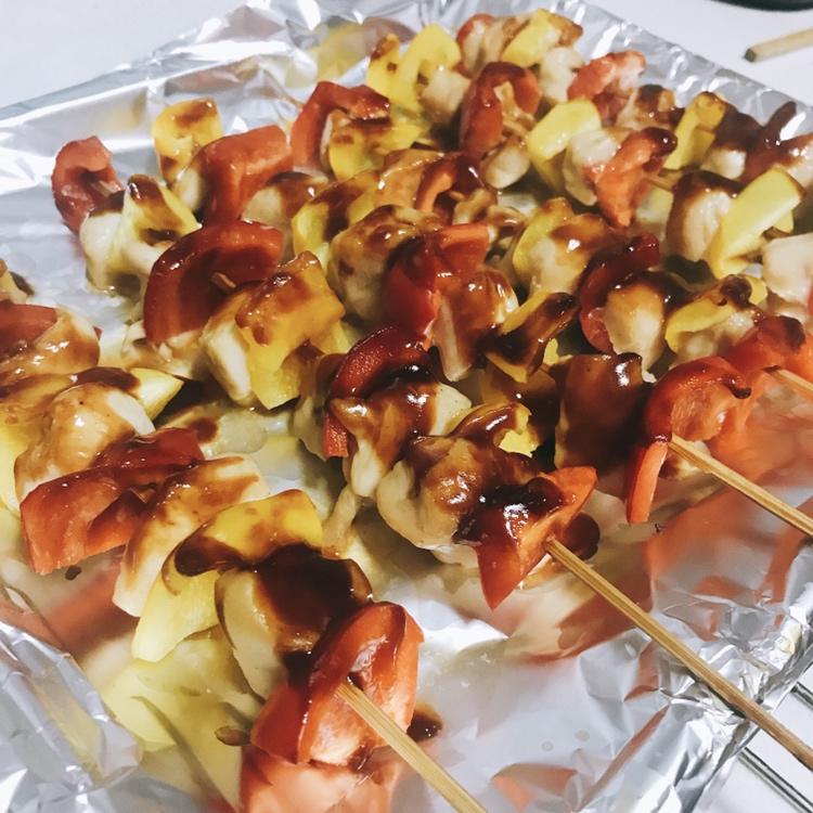 烤彩椒鸡肉串