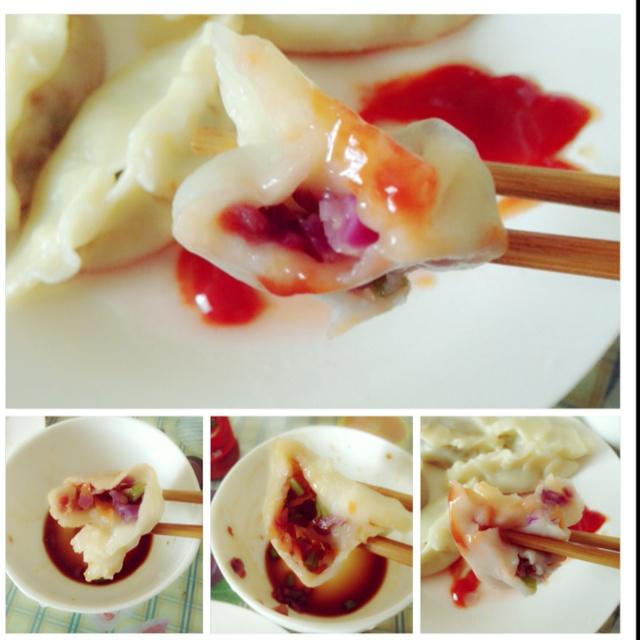 紫甘蓝西芹陷水饺的做法